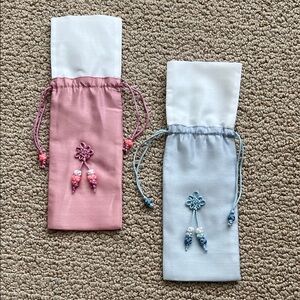 Korean hanbok gift pouch - Pink and Blue Drawstring Pouches